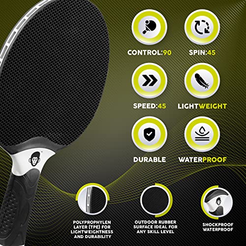 Bonoboo 2 X Charcool Ping Pong Paddle | High Performance Shockproof Ping Pong Racket | Black Ping Pong Paddles For Advanced Or Casual Use | Flexible Waterproof Table Tennis Racket #TOP2