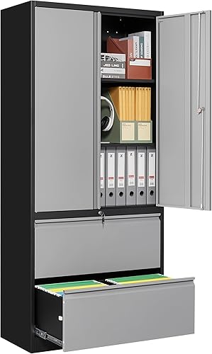 SISESOL Armario de almacenamiento de metal con cajones, archivadores de 71 pulgadas para oficina en casa, gabinete de almacenamiento de acero con