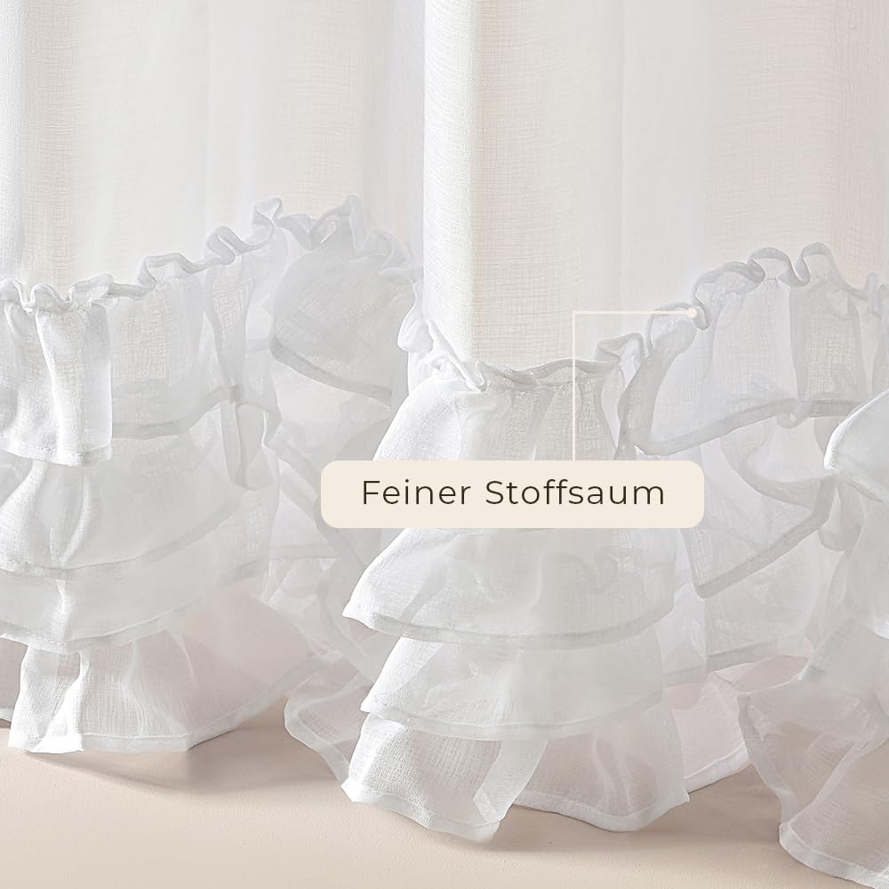 room99 Gardine mit Kräuselband Flavia 400 x 250 cm Breite x Höhe Wohnzimmer Transparent modern Vorhang Schal Wohnzimmer Schlafzimmer für Schienensystem Weiß Rüsche, 1 Stück
