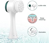 Vista 2 de Newbealer Cepillo de limpieza facial, cepillo exfoliante manual 2 en 1 de doble cara con cerdas ultra finas y suaves de silicona para limpieza