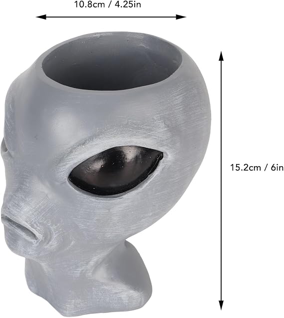 Alien Flower Pot Head Planter - Face Planter Pots Alien Head Planter Succulent Planter Ornament Fun Alien Planter for Succulents Cacti Home Decor(Gray)