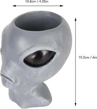 Alien Flower Pot Head Planter - Face Planter Pots Alien Head Planter Succulent Planter Ornament Fun Alien Planter for Succulents Cacti Home Decor(Gray)