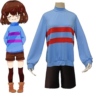 Weixu Game Undertale Frisk Cosplay Costume Blue Tops Shorts Full Set Holloween Outfit S