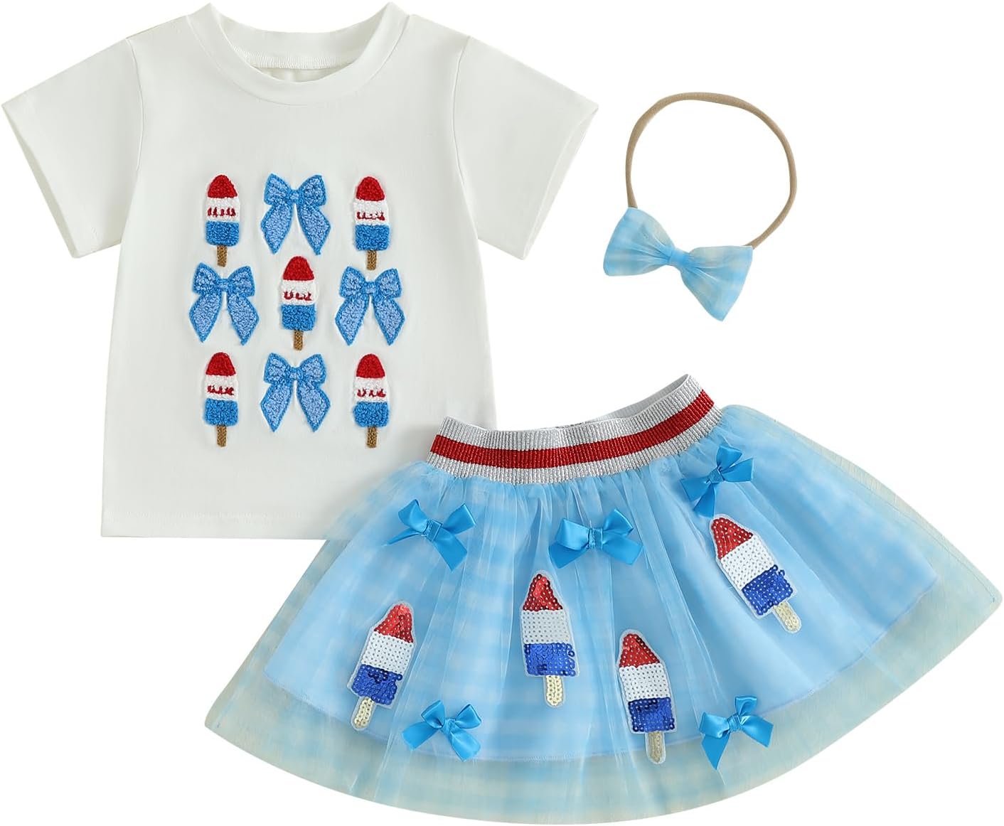 Toddler Baby Girl 4th Fourth of July Outfit USA Shirt Stars Memorial Tutu Skirt Set Little Girl Summer Clothes