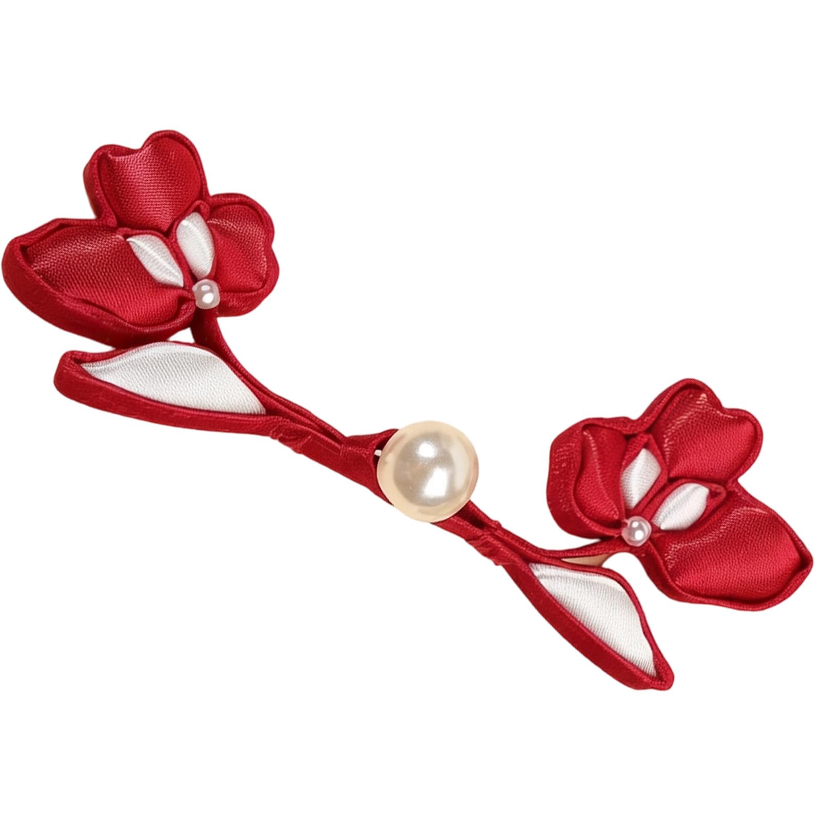 Elnwnnkc A Chinese Clothing Button With Flower Branch Shape, Glossy Fabric Texture Nd Bead Ccent For Craft Sewing Projects Mandarin Button Frog Closure Cheongsam Ccessory Glossy Flower Fastener Bead Sewing