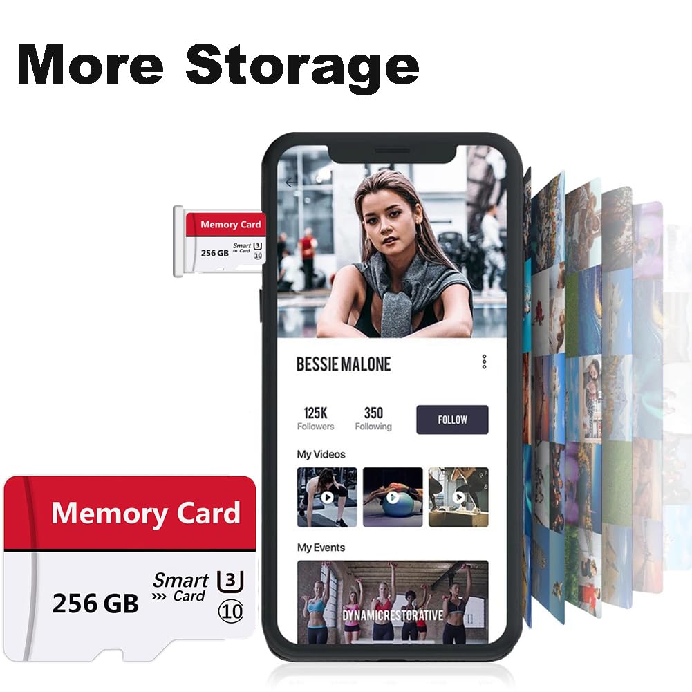 Tarjeta de memoria Mini TF de 256 GB, tarjeta inteligente de ultra alta velocidad para teléfonos Android, cámara de acción, tabletas, almacenamiento ampliado