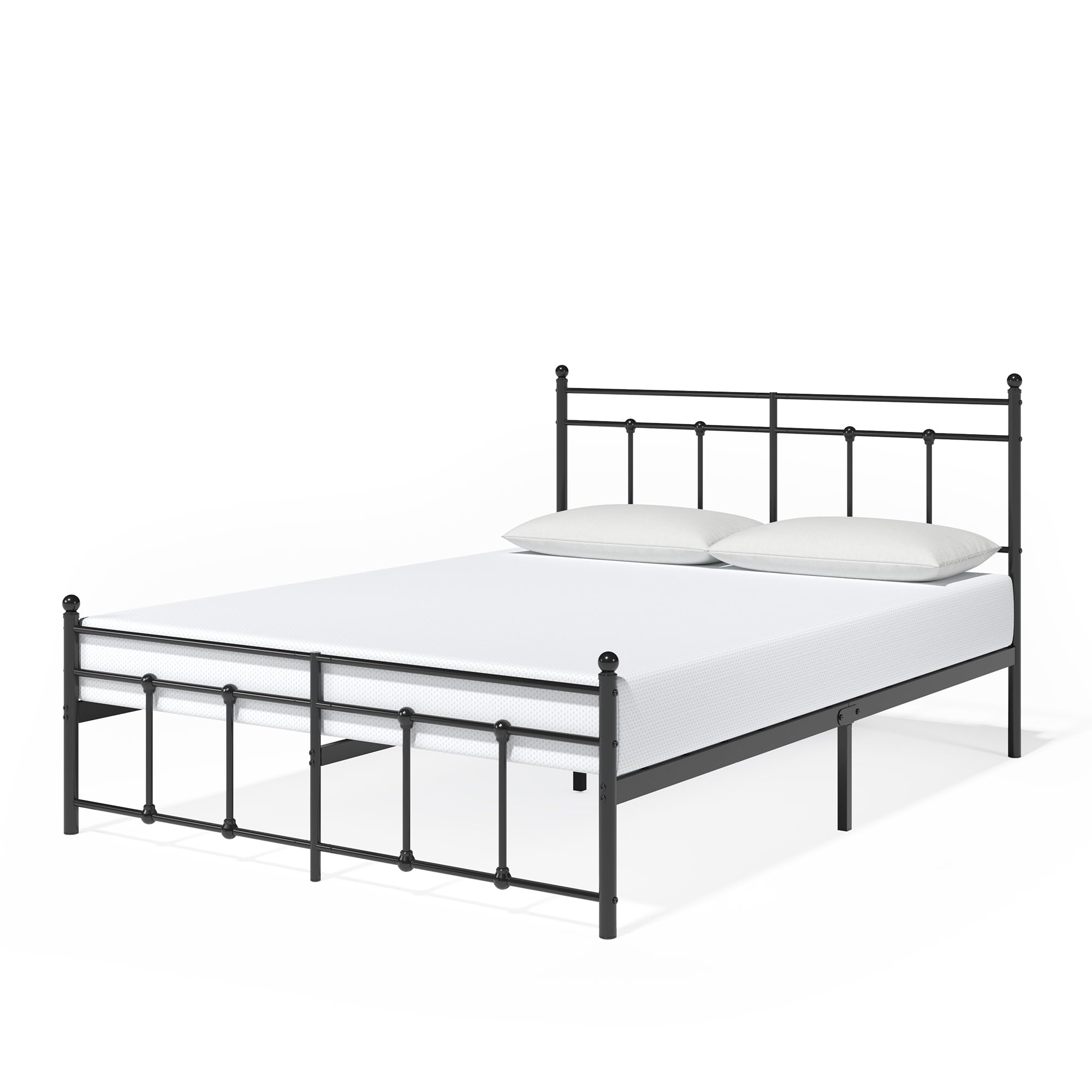 Zinus Nicholas Marco de Cama de Metal con Cabecero y Piecero, 135 x 190 cm, 31 cm Alto, Colchón de Acero, Fácil Montaje