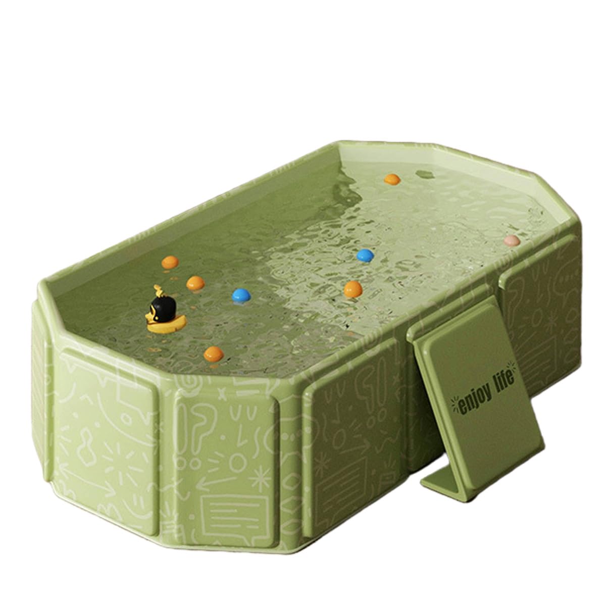 Bañera plegable pequeña portátil en color verde para spa en casa