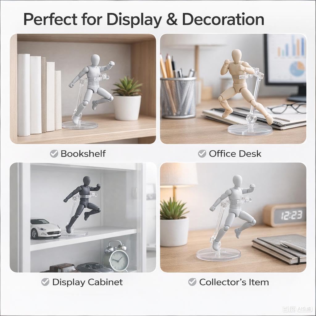 Doll Stand Base, 10 Pieces Action Figure Stand Display Holders for 6 Inch Modes Plastic Support Frame for Human Shaped Doll Series (Transparent)