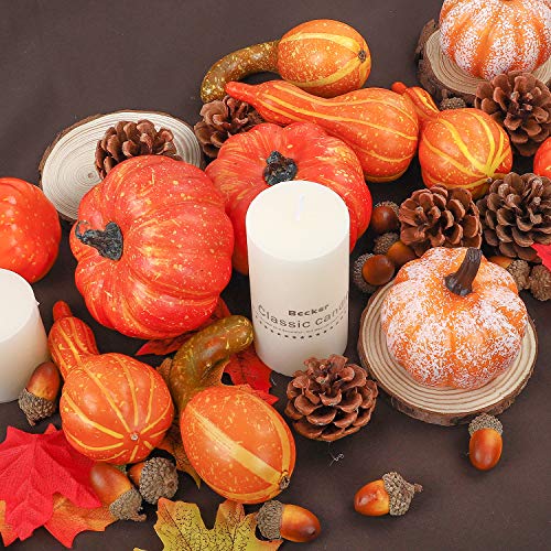 image for FUNARTY 142pcs Assorted Artificial Pumpkins Kits, Harvest Pumpkins and