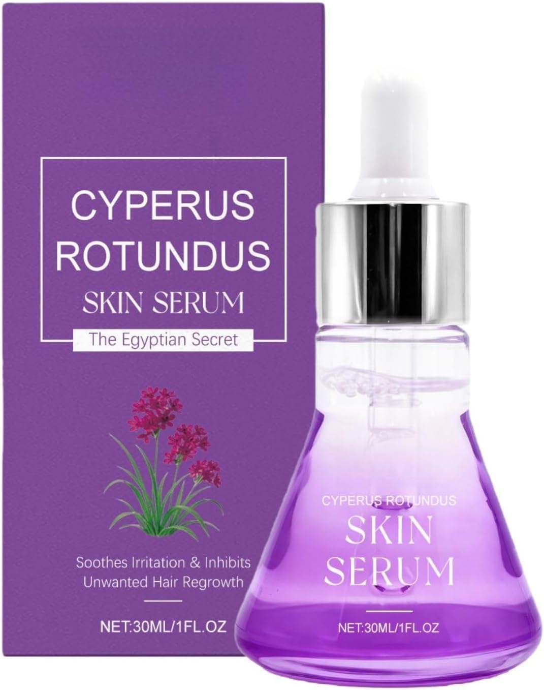 Siero per la Cura della Pelle al Cyperus: Riduce la Ricrescita dei Peli, Efficace per la Depilazione, Leviga la Pelle — Adatto a Tutti i Tipi di Pelle.