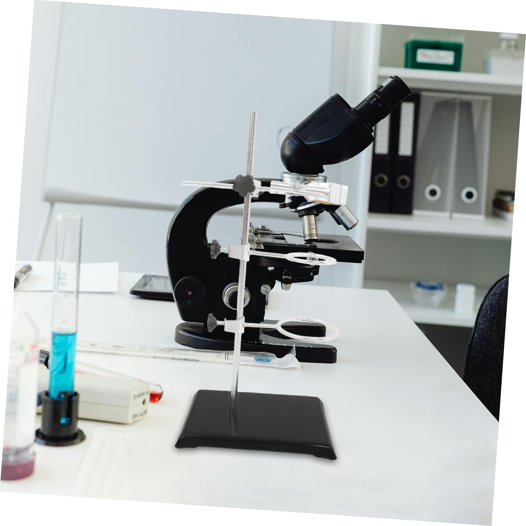 SOLUSTRE Laborstativ mit Verstellbarer Ringklemme und Kolbenständer für Chemielaborständer Becherglas-kolbenklemme Sockel Halter Ring Stange Metallwaren Einsatz Gestell für Biologieexperime