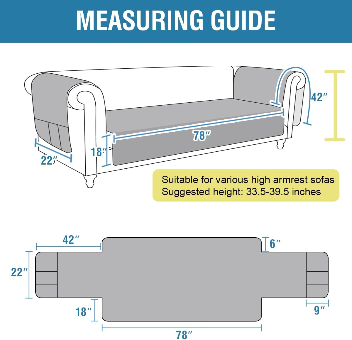 H.VERSAILTEX 100% Waterproof Slipcovers for Couches and Sofas with Extra Long Armrest Cover Modern Pet Couch Cover Thick Soft Couch Cat Scratch Protector(Oversized Sofa, Lily Pad/Beige)