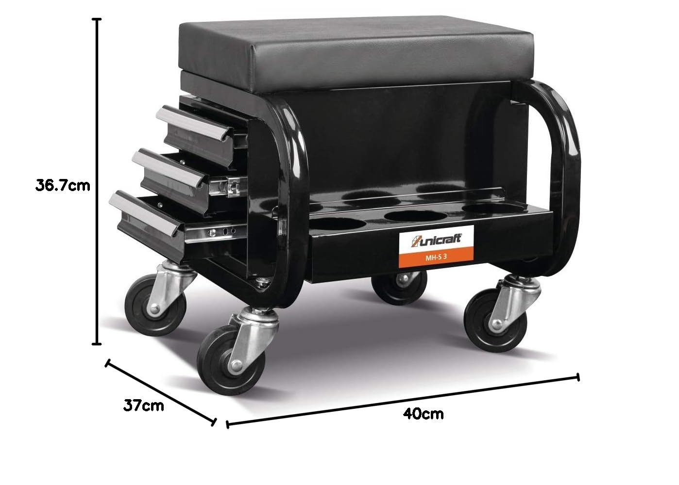 Unicraft MH-S 3 6201903 - Taburete de taller (con cajones, hasta 120 kg, 367 x 400 mm)