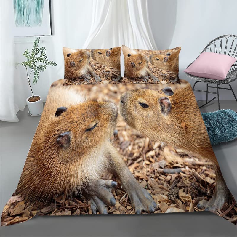 Housse de Couette 240 x 260 Capybara en Tissu Microfibre Durable