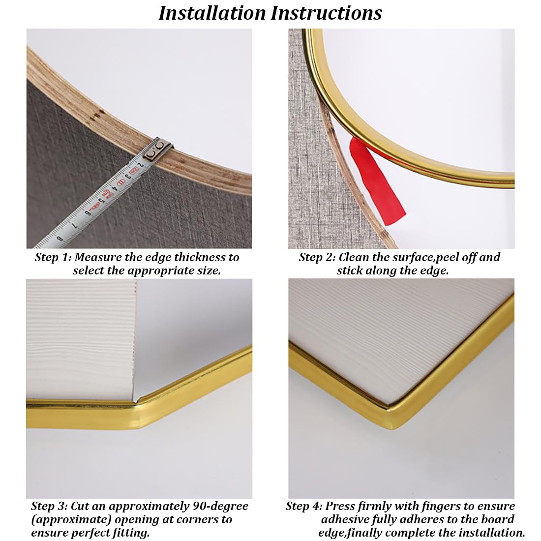U-Shape Edge Banding, 5M Flexible Peel & Stick Edge Trim, DIY Furniture Restoration (18mm, Gold), Gold-18mm, 18mm×5m - Image 3