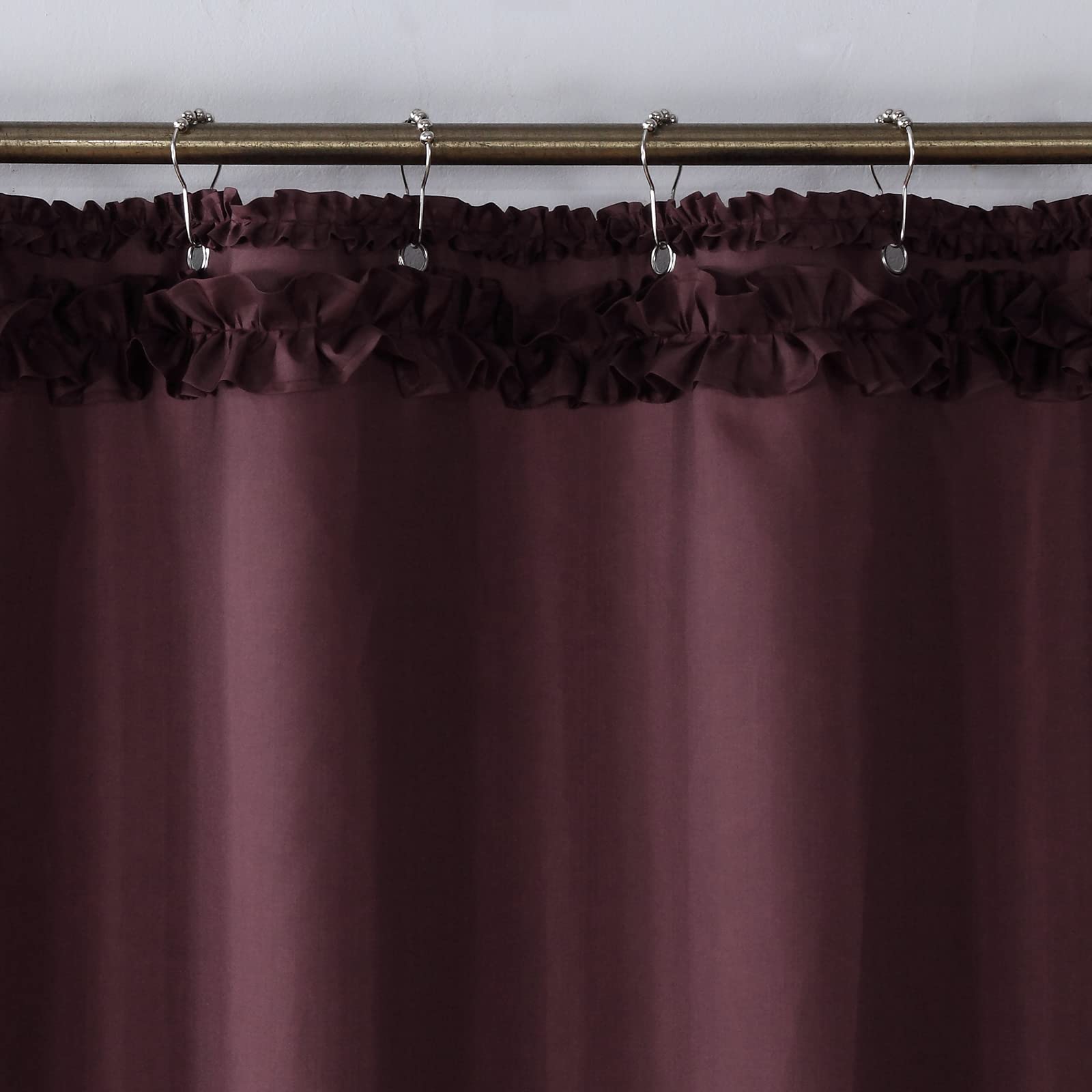 Juwute Brown Shower Curtain With Snap-in Liner – Waterproof, No Hooks Needed, Family Bathroom Decor