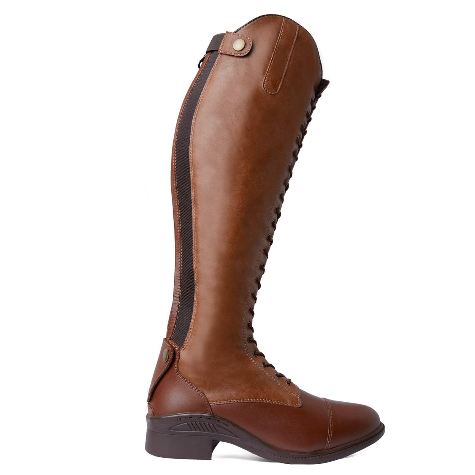 HORZE Botas de equitación para mujer con cordones, clásicas botas de equitación de piel con cordones delanteros y cremallera trasera