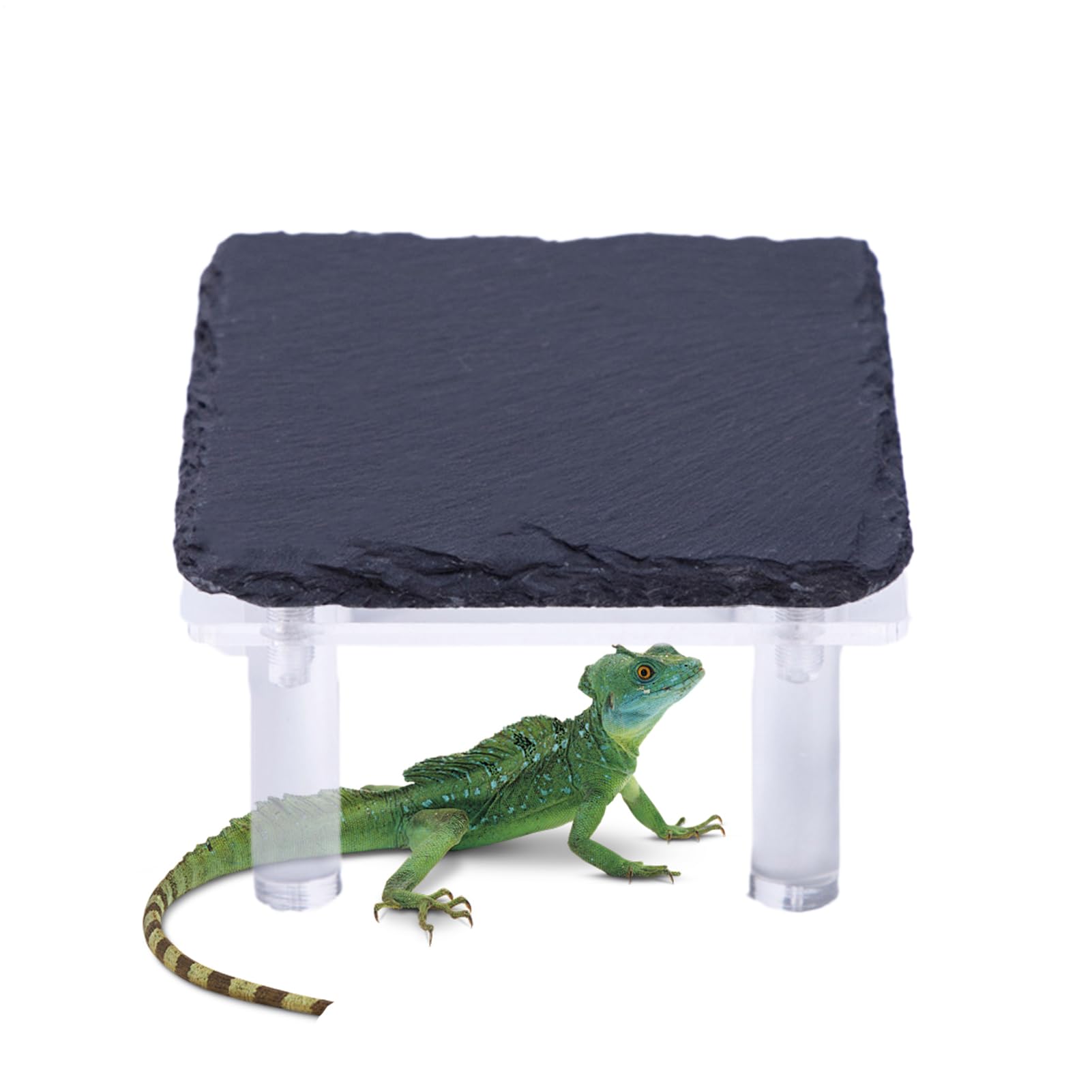 Bearded Dragon Basking Rock, Bearded Dragon Hiding Place with Acrylic Bracket, Terrarium Habitat Decor, Basking Rock for Snake Tortoise Chameleon Gecko