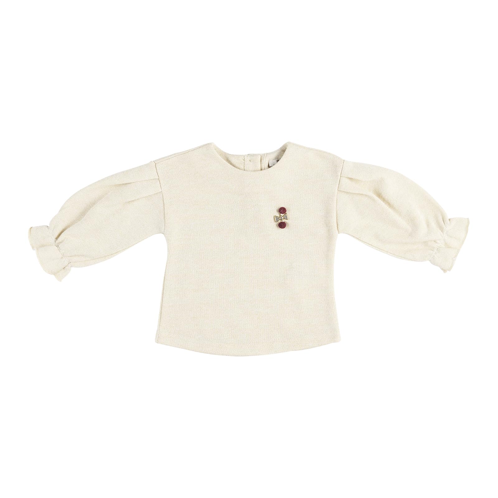 Kız Çocuk Kolları Pileli Fiyonk Detaylı Sweatshirt