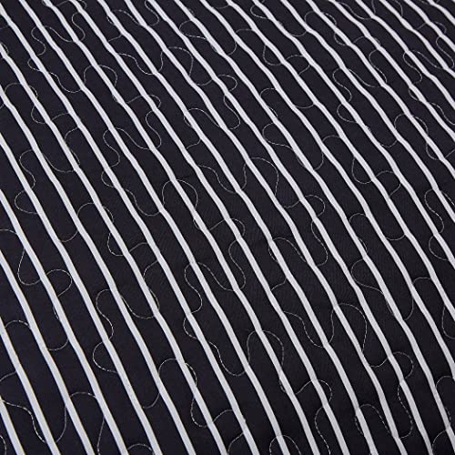 Lamejor Quilt Set Queen Size Black/White Reversible Striped Pattern 3-Piece Lightweight Bedspread Coverlet Comforter Set Microfiber #TOP7