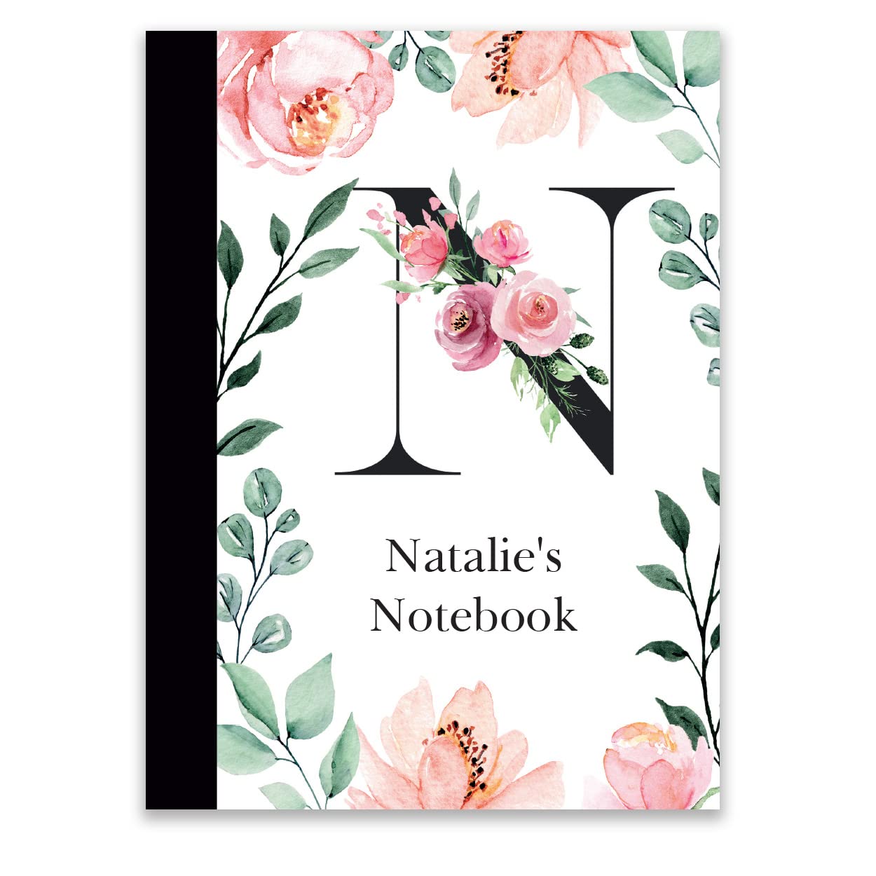 Paper Themes Personalised 60 Page Notebook (A5, Watercolour Flowers N)