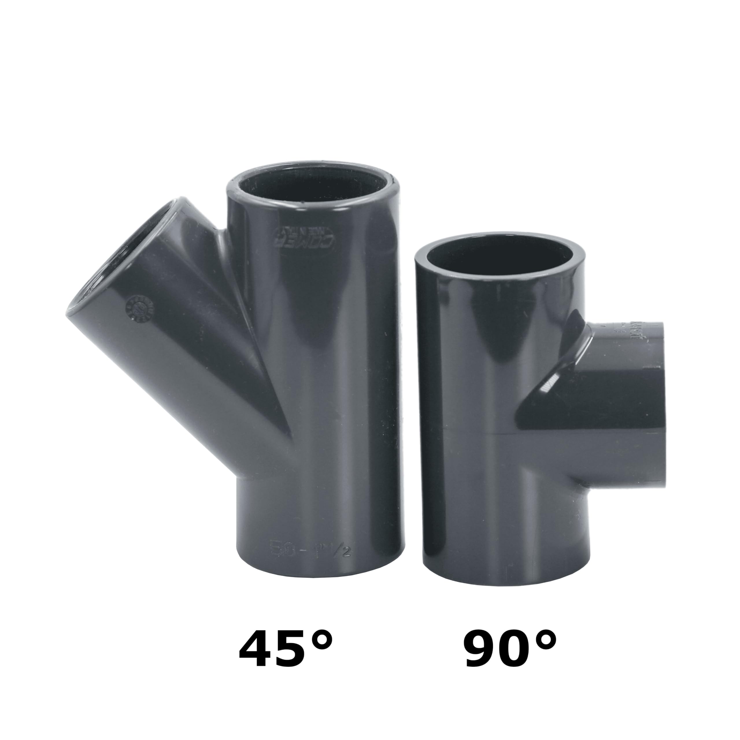 HAF® 1 x PVC Fittings T pieza 45° con 3 manguitos adhesivos de 50 mm – Conector de PVC gris para tuberías, conexiones de tuberías, tuberías de piscina UVM. | Calidad: fabricado en Europa – Cantidad: 1