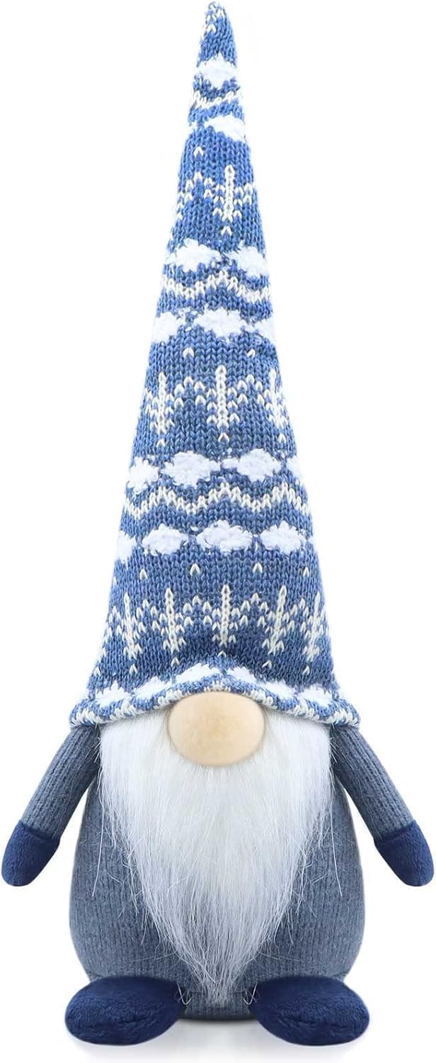 Christmas Gnomes Xmas Winter Decorations Handmade Elf Dwarf Figurines for Home Kitchen Farmhouse Tiered Tray Holiday Festival Party Scandinavian Tomte 15 Inches