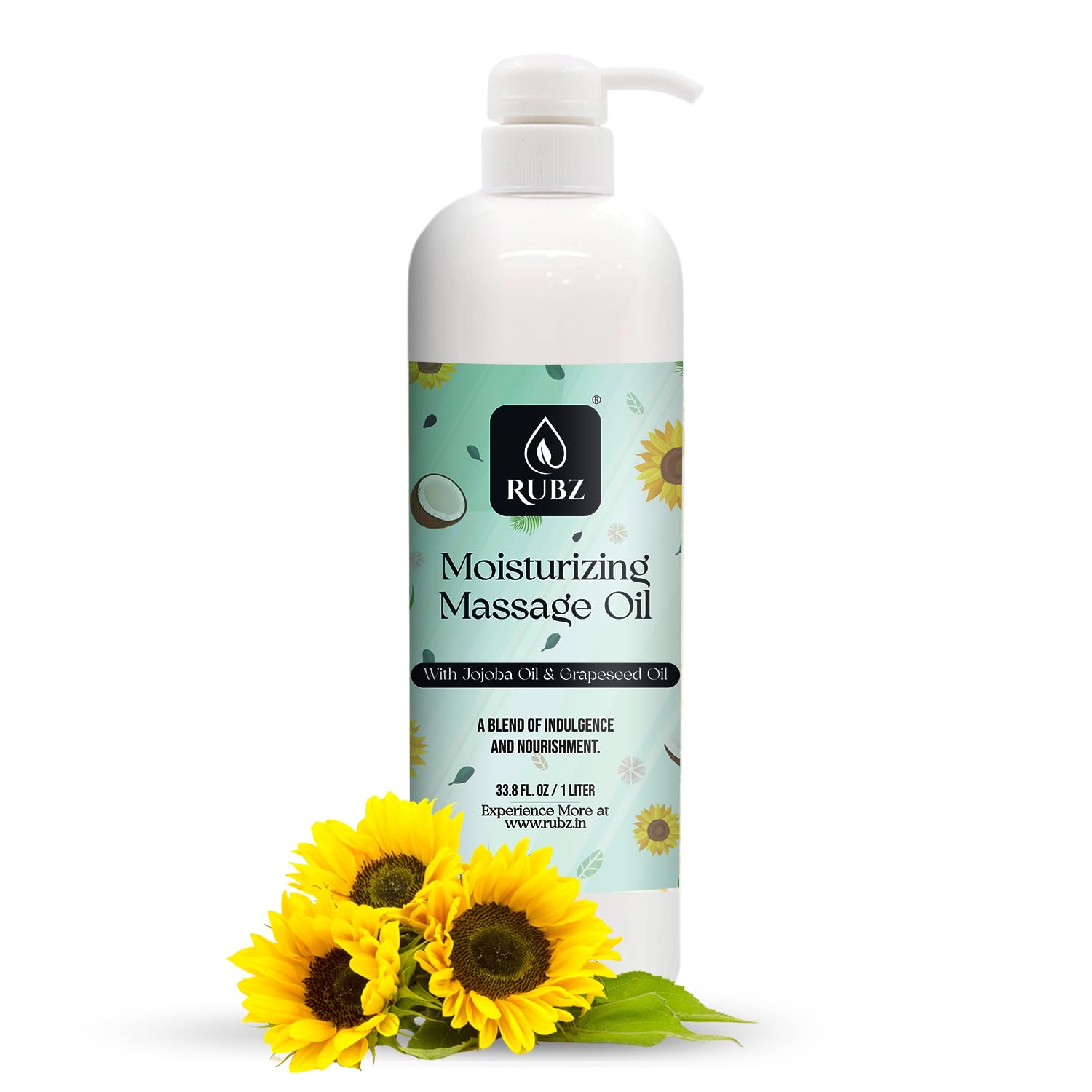 Rubz Deeply Moisturizing Body Massage Oil | Hydrating, Skin-Softening & Aromatherapy | Relaxing Full-Body Massages & Nourished Skin | 1 Litre