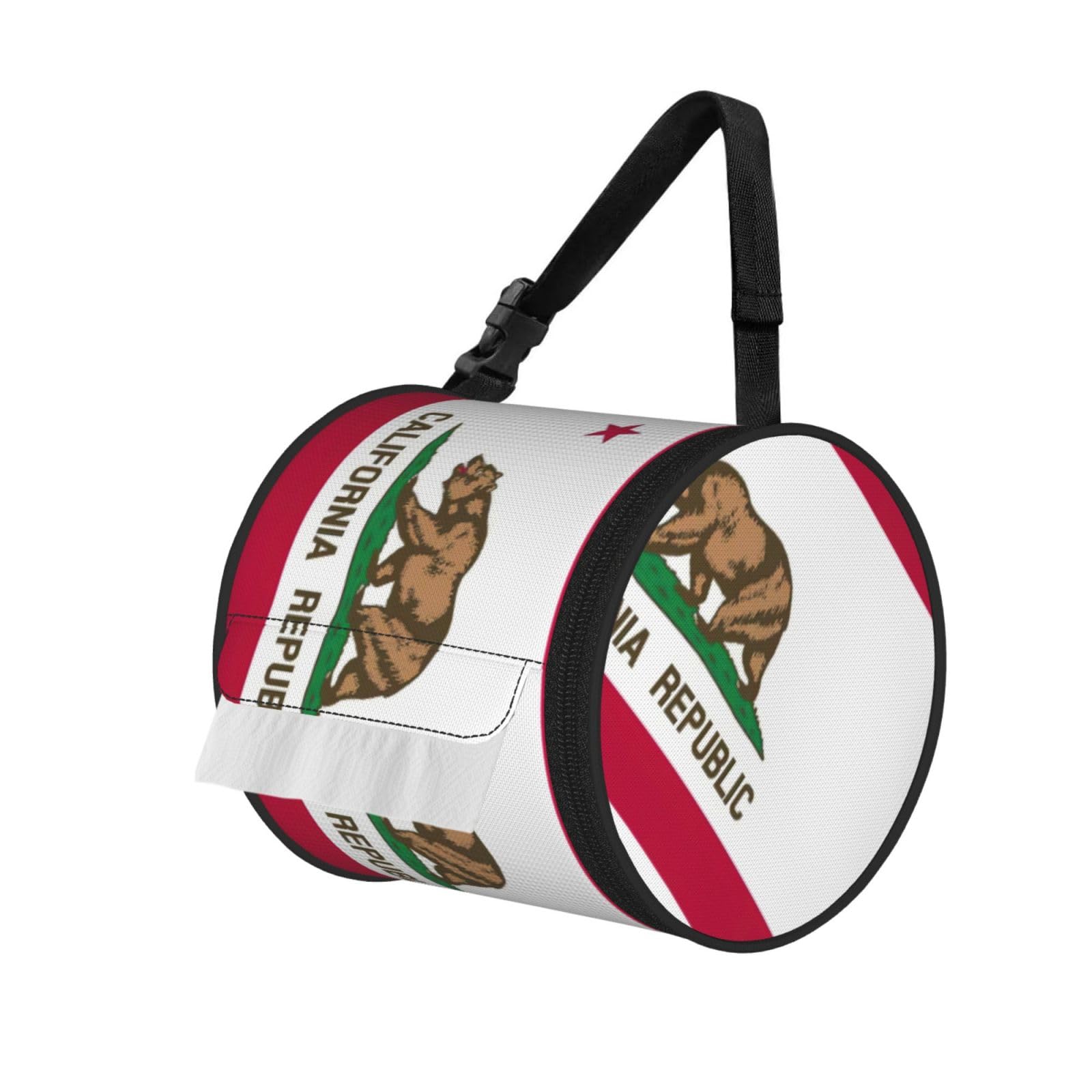 California State Flag Print Fashion Tissues Organizer Box, Hanging Tissue Holder For Purse Coins For Car Office Daily Outing