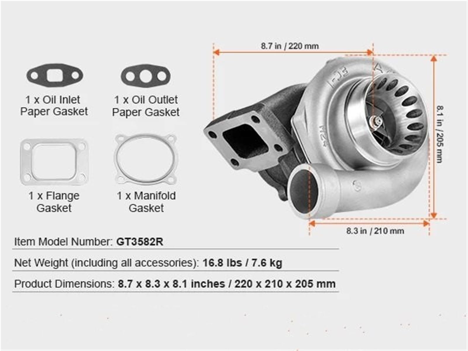 turbocharger zestaw Do turbosprężarki o pojemności skokowej silnika 2,5-6,0 l Odporność ciepło Wirnik ze stopu K418 Turbo turbosprężarka z zestawem uszczelek