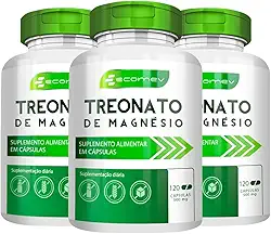 Kit 3Un Magnesio Treonato 100% Puro 500mg 360Caps
