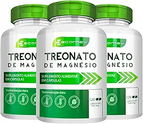 Kit 3Un Magnesio Treonato 100% Puro 500mg 360Caps