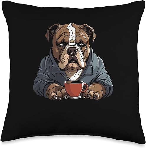 American Bully Gifts & Accessories Dog Breed Coffee Bulldog-Pet American Bully Throw Pillow, 16x16, Multicolor