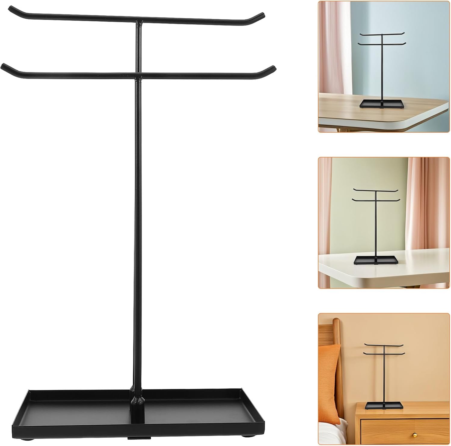 Jewelry Display Stand Necklace Rack Black Minimalist Necklace Holder Organizer for Women Desktop Jewelry Storage and Vanity Accessory Holder