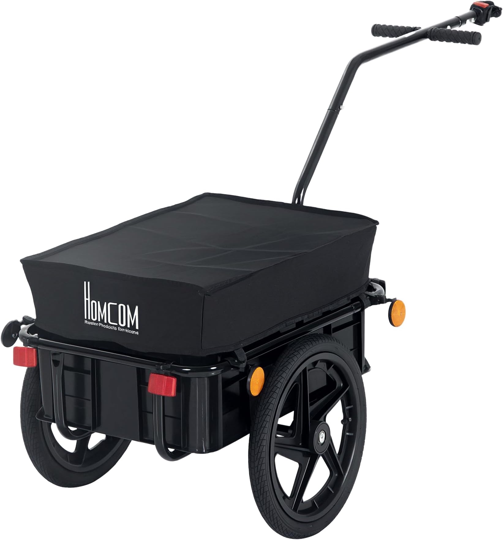 HOMCOM Bicycle Trailer Cargo Jogger Luggage Storage Stroller with Towing Bar - Black