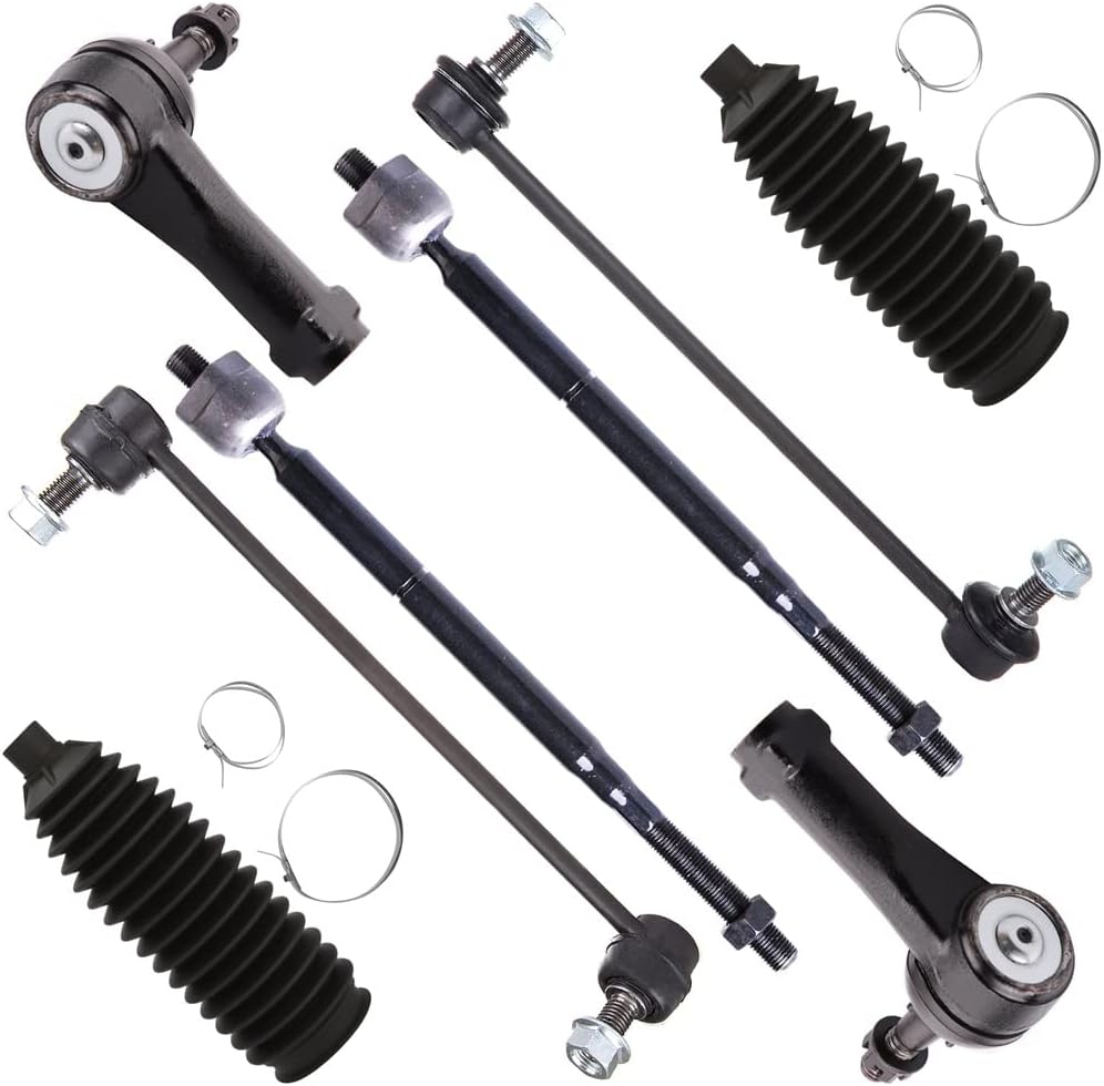 SCITOO 8pcs Front Suspension Kit Sway Bar Links Inner Outer Tie Rod Ends w/Steering Boots fit for 2005-2007 for Chevy Equinox for Pontiac Torrent for Saturn Vue