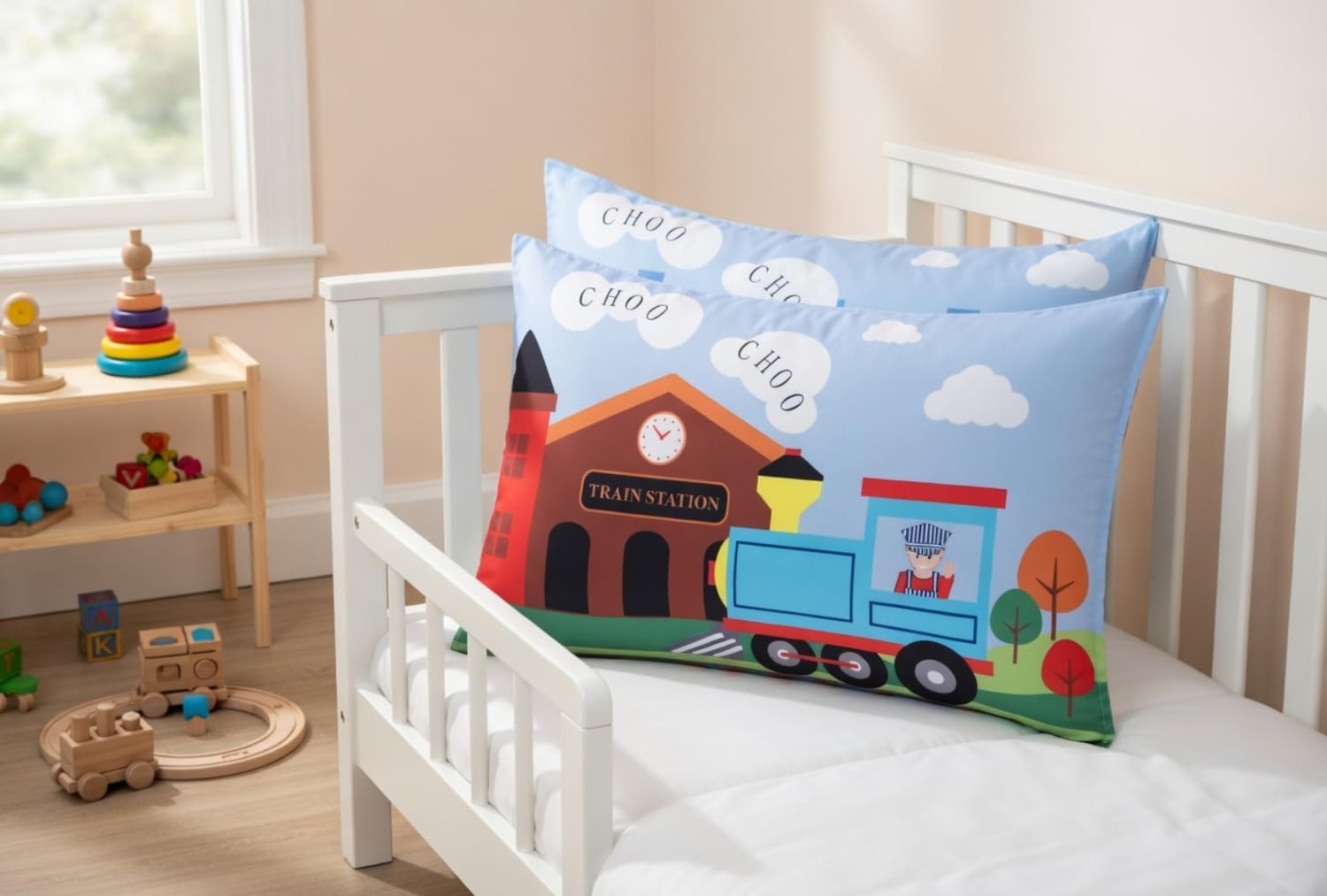 Juego de sábana bajera y funda de almohada para niños, de microfibra suave, transpirable e hipoalergénica