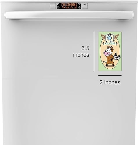 Miniatura 2 de Imán para lavavajillas, letrero universal de doble cara con estampado de vaca de carreras para conductor/sucio para lavaplatos, decoración de cocina