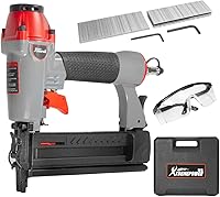Vista 1 de XtremepowerUS Pistola de clavos 2 en 1 con 300 clavos y 200 grapas de calibre 18, neumática, para carpintería, carpintería, carpintería