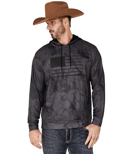 Men's Tie-Dye Liberty Flag Graphic Hooded Sweatshirt Black X- US