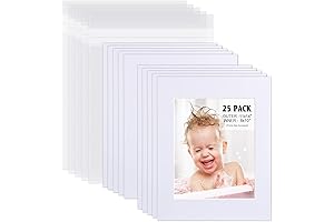 Egofine Pre-Cut White Mat Boards for 8x10 Photos in 11x14 Frames (Pack of 25)