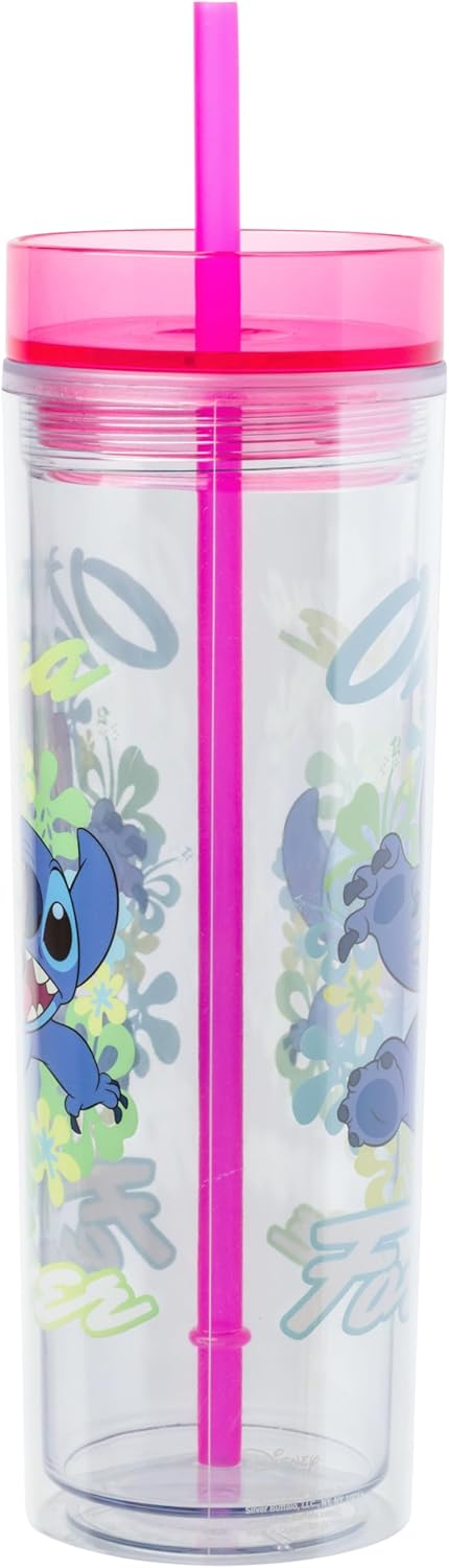 Silver Buffalo Disney Lilo and Stitch “Ohana Forever” Tall Plastic Tumbler, 20 Ounces - Image 2