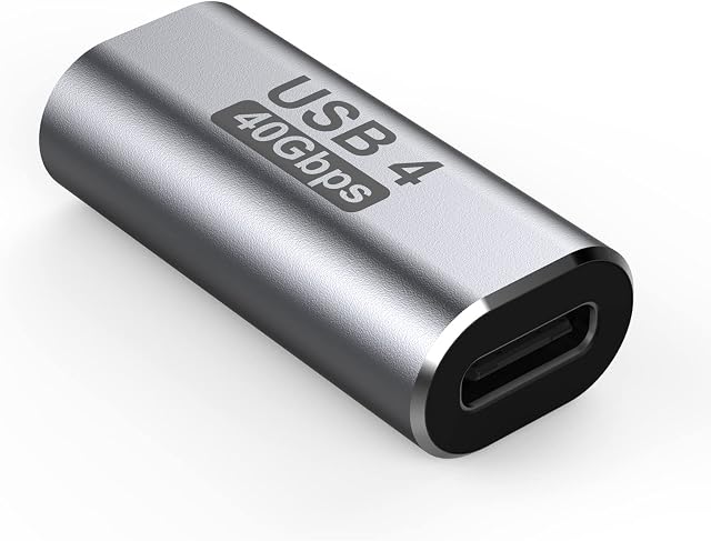 USB 4 to USB 4 Female to Female Adapter. 40Gbps USB C to USB C Aluminum Connector Adapter Support 100W 5A Charging & 8K Video Compatible for Galaxy S21 S20 S9, LG V20 & Pixel 4 3 XL.(Grey)