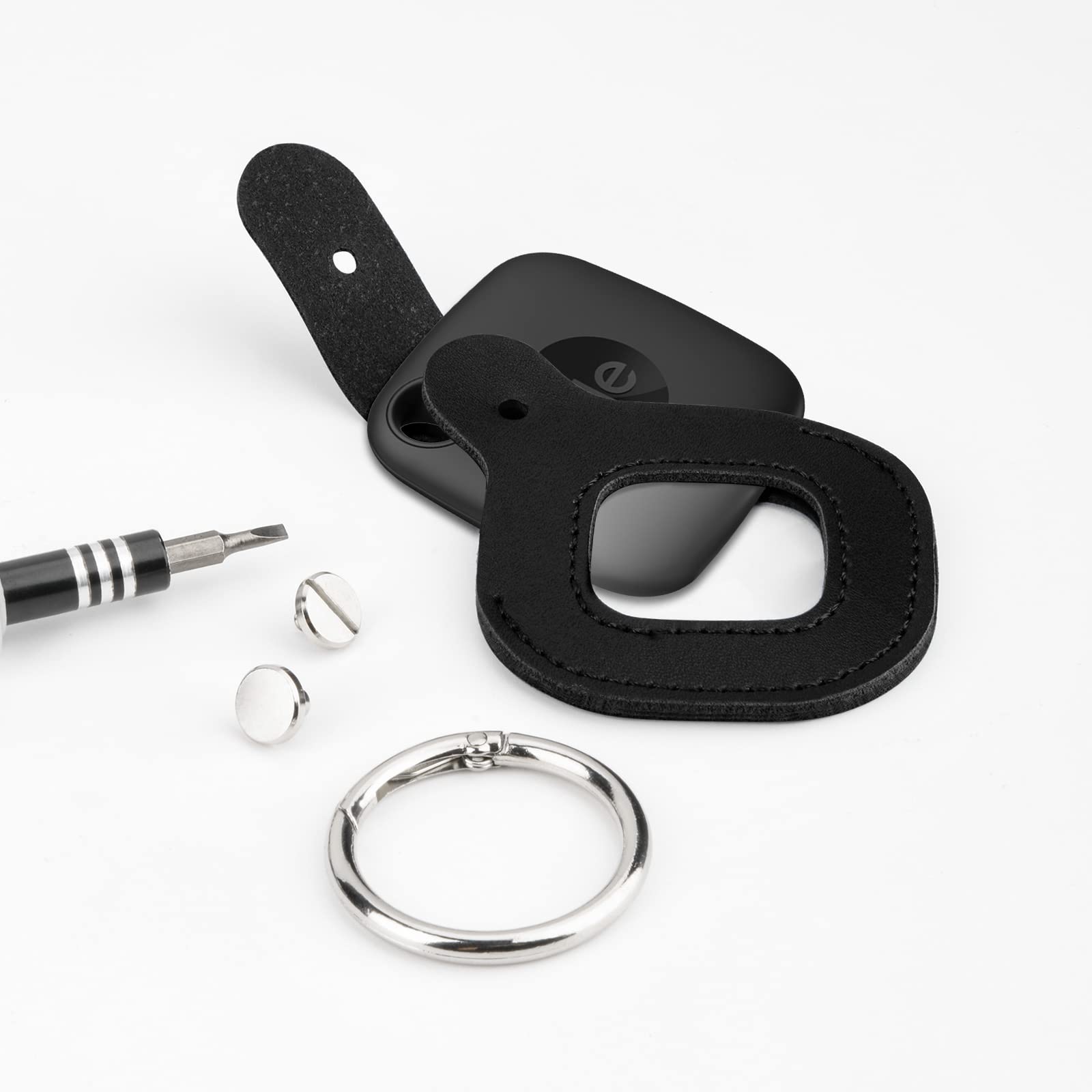 CaSZLUTION Holder Case for Tile Mate 2024 2022 Tracker, Microfiber Leather Sleeve Case Protective Cover with Keychain Compatible with Tile Mate, 1 Pack (Black)