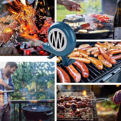 Ręczna dmuchawa do grilla – ręczny wentylator korbowy, napowietrzacz do gotowania, zapalniczka węglowa, żelazne koła zębate (120 W) do skutecznego grillowania i gotowania popcornu