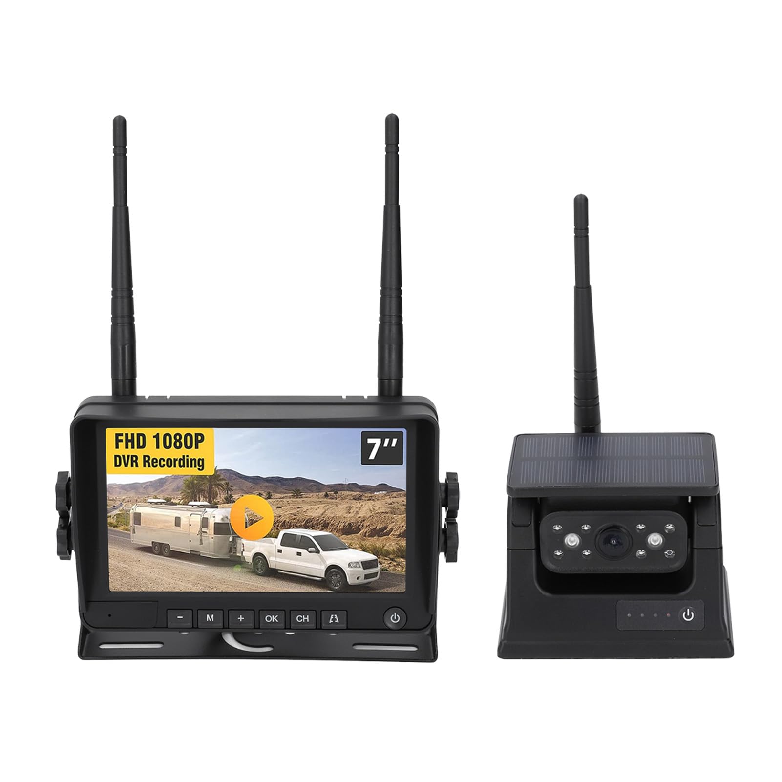 Magnetyczna Bezprzewodowa Kamera Cofania, 1080P DVR 7-calowy Monitor IPS 9600mAh Akumulator Night Vision Wodoodporna Kamera Cofania do Przyczepy RV Ciężarówki
