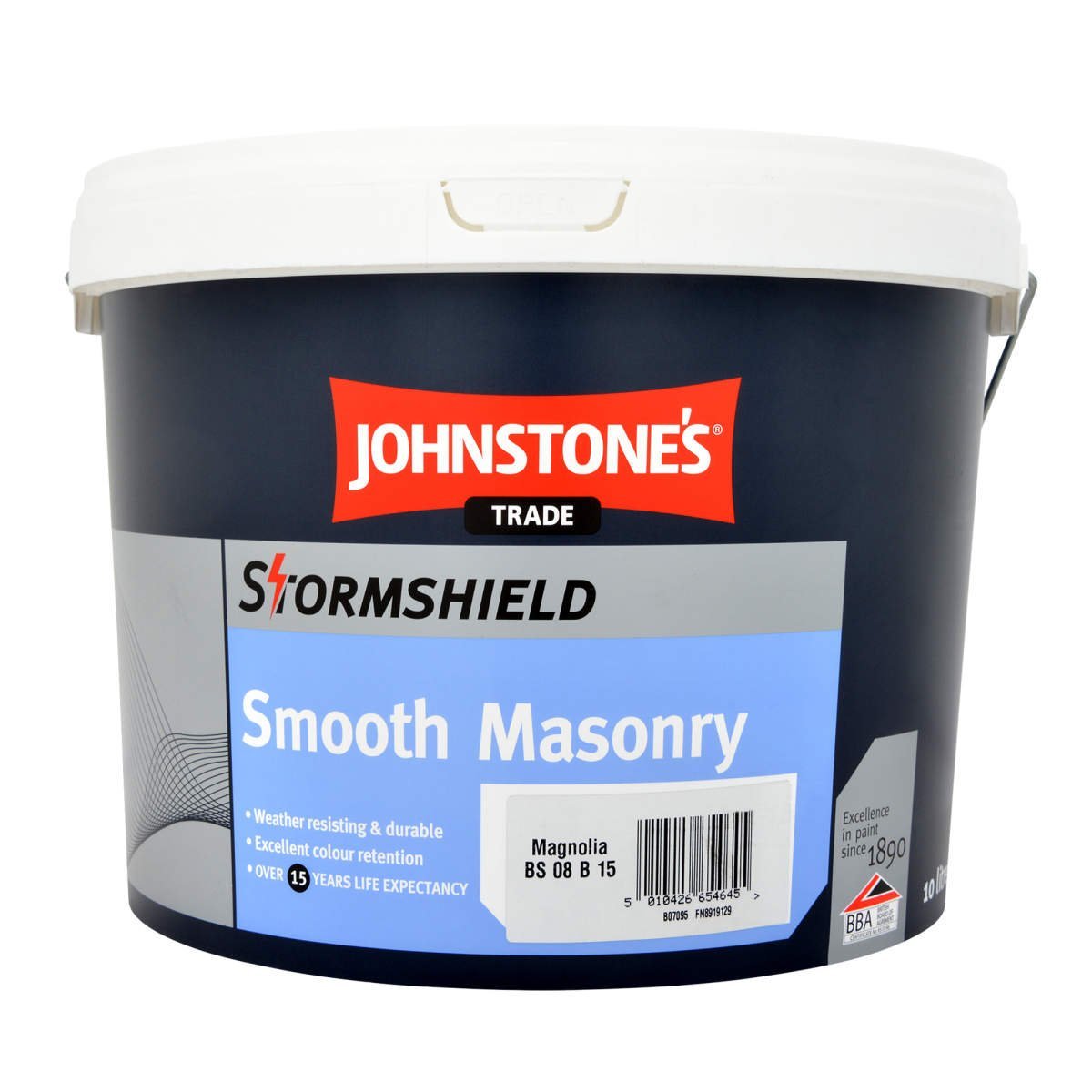 Johnstones Stormshield Smooth Masonry Magnolia 10 Litres