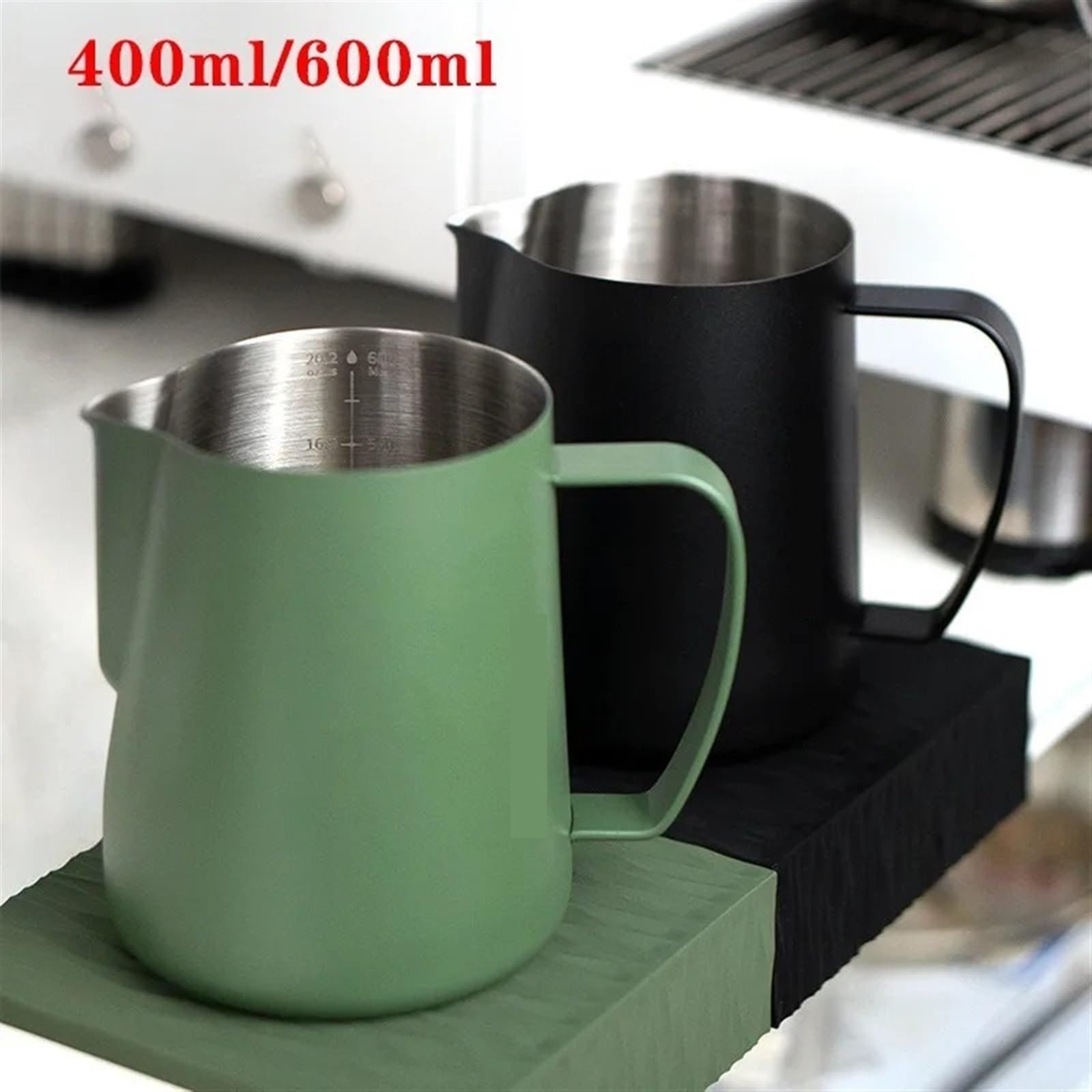 Pot à Lait Pour Mousser Tasse à café Latte en acier inoxydable 400ml/600ml, pichet à lait à Double échelle, bouche pointue, mousse de lait, tasse à lait, outil d'art Barista Latte Pour Cappuccino, Exp