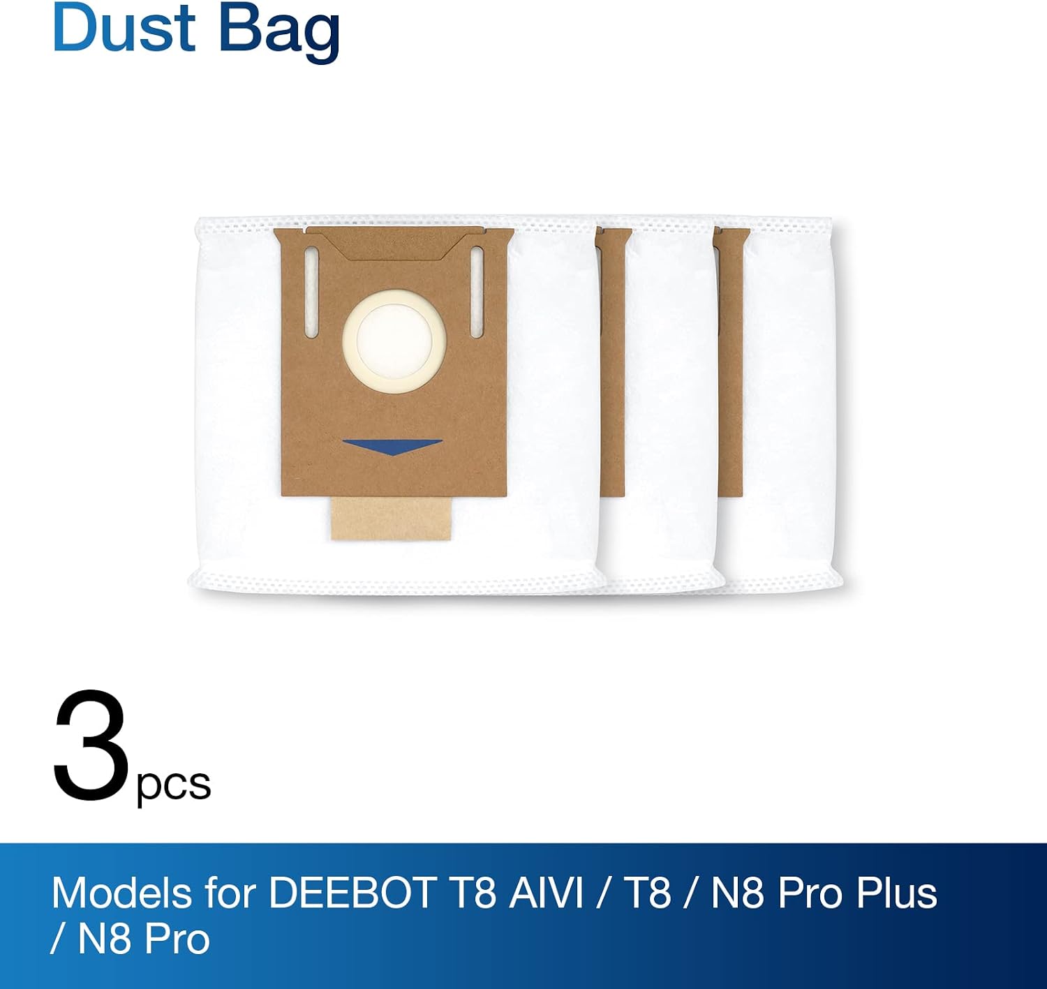 ECOVACS Disposable Dust Bag Deebot 2.5L Auto-Empty Station, Works with T8 AIVI / T8 / N8 Pro Plus/ N8 Pro Robot Vacuum and Mop Cleaner, up to 30 Days of Dirt and Debris